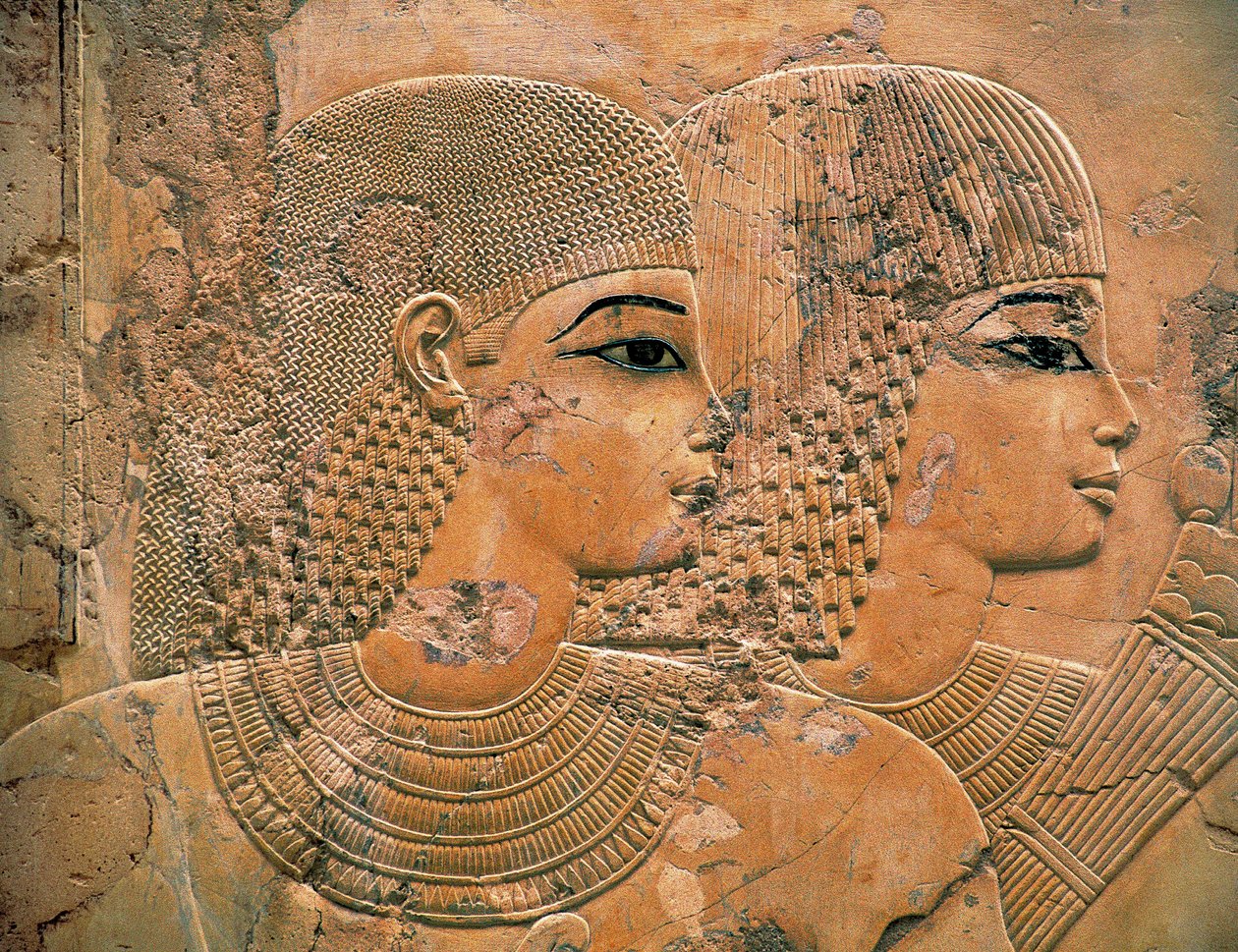 Os convidados do banquete fúnebre de Ramose de Egyptian 18th Dynasty