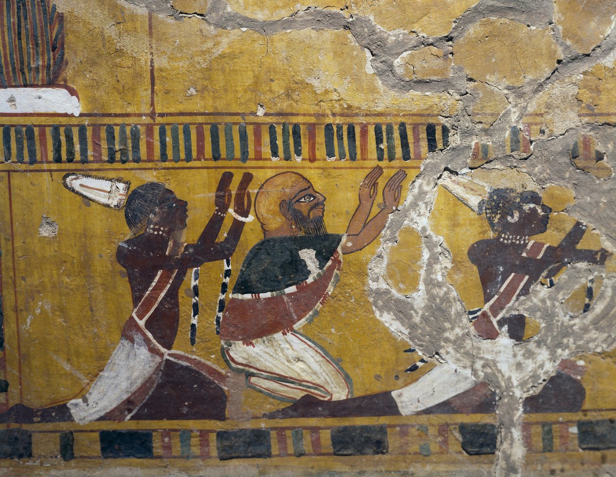 Os povos subjugados, núbios, líbios e asiáticos, pintura do Túmulo de Amenhotep III em Tebas, Civilização Egípcia, Novo Reino, Dinastia XVIII de Egyptian 18th Dynasty