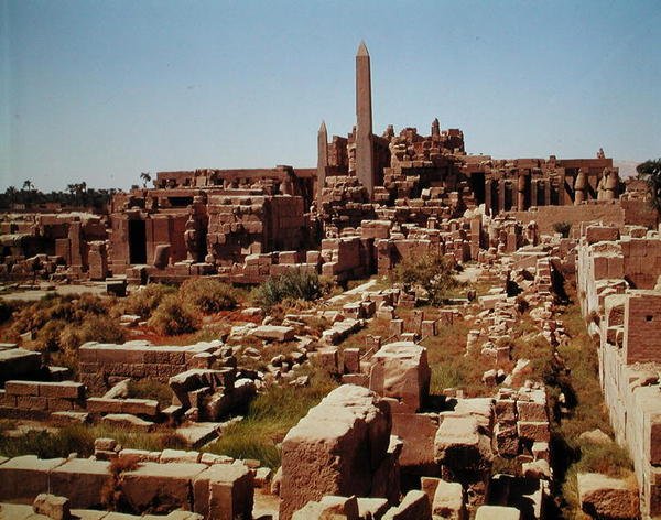 Vista do Templo de Amon, Novo Reino de Egyptian 18th Dynasty