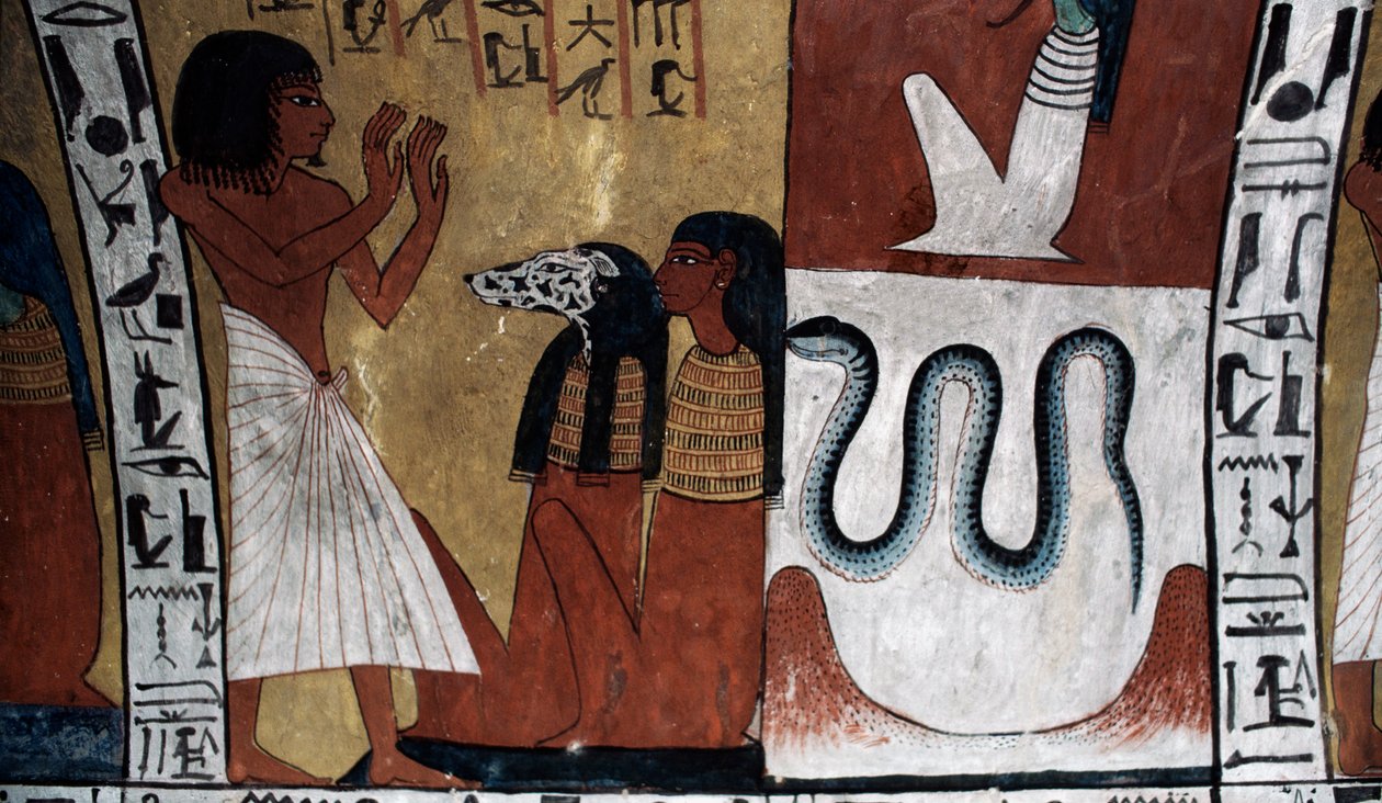 Pintura mural, Túmulo de Sennedjem, Vale dos Reis, Luxor, Tebas (Património Mundial da UNESCO) de Egyptian 18th Dynasty