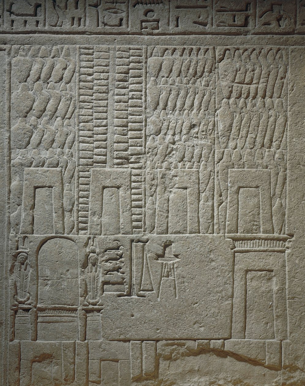 Relevo de parede retratando um detalhe do armazém da balança para a pesagem da mercadoria de Egyptian 18th Dynasty