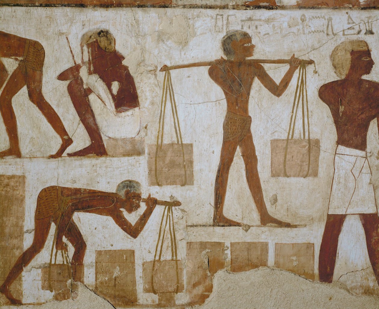 Trabalhadores que transportam materiais de construção de Egyptian 18th Dynasty
