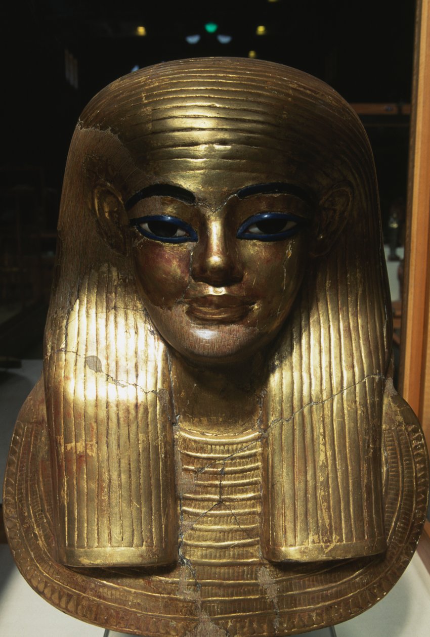 Máscara mortuária de Yuya, do Túmulo de Yuya Tjuya, Vale dos Reis, Egipto, civilização egípcia, Novo Reino, Dinastia XVIII de Egyptian 18th Dynasty