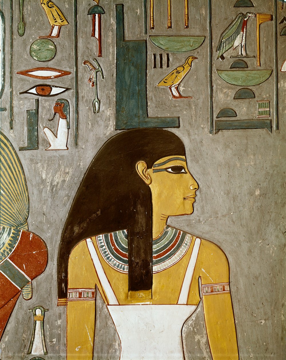 detalhe do fresco mostrando Ísis, egito, Louxor (XVIII Dinastia, Tutmose III de Egyptian 18th Dynasty