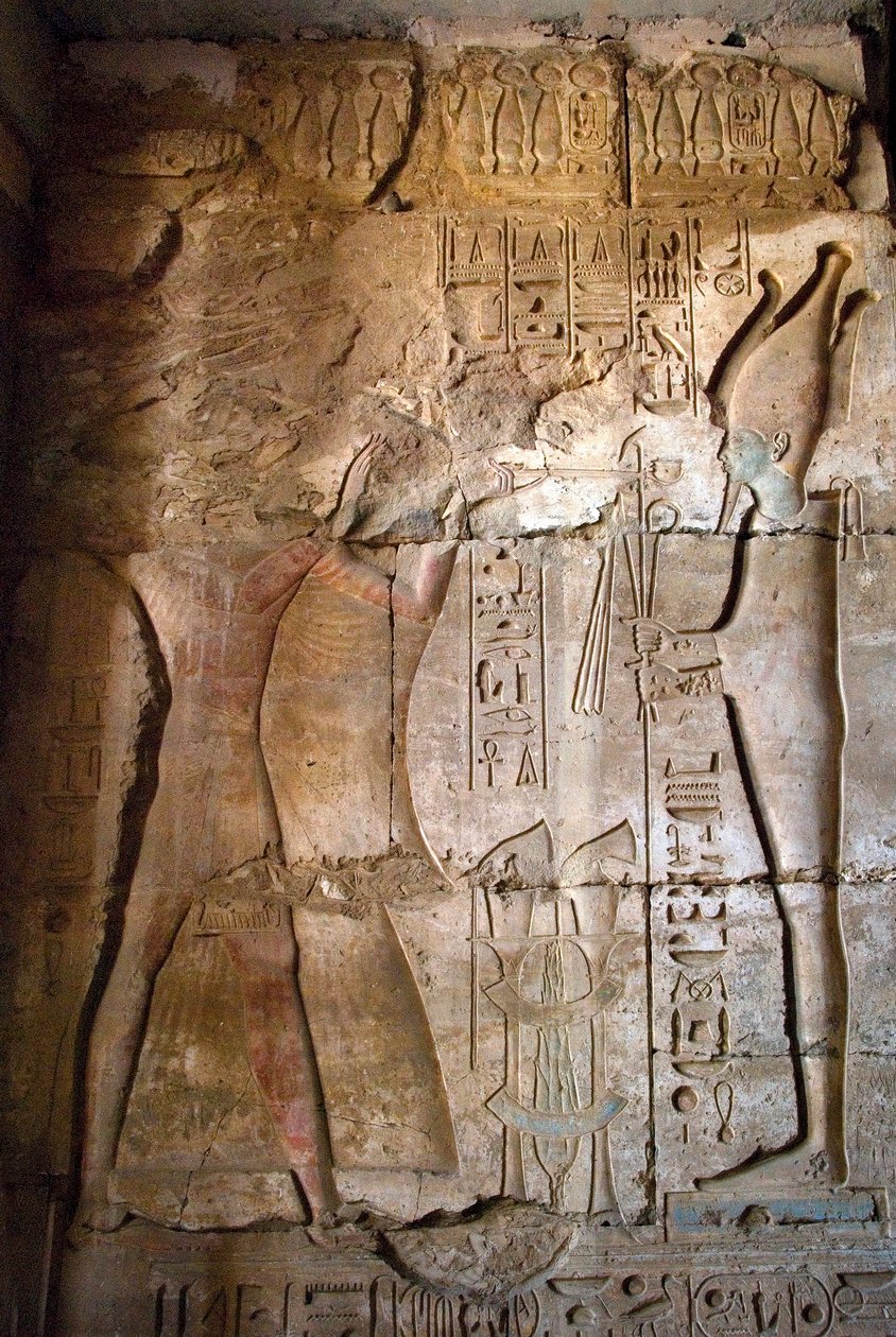 Arte Egípcia Antiga: Baixo relevo do pórtico do templo de Sethi I (Sety ou Seti I de Egyptian 19th Dynasty