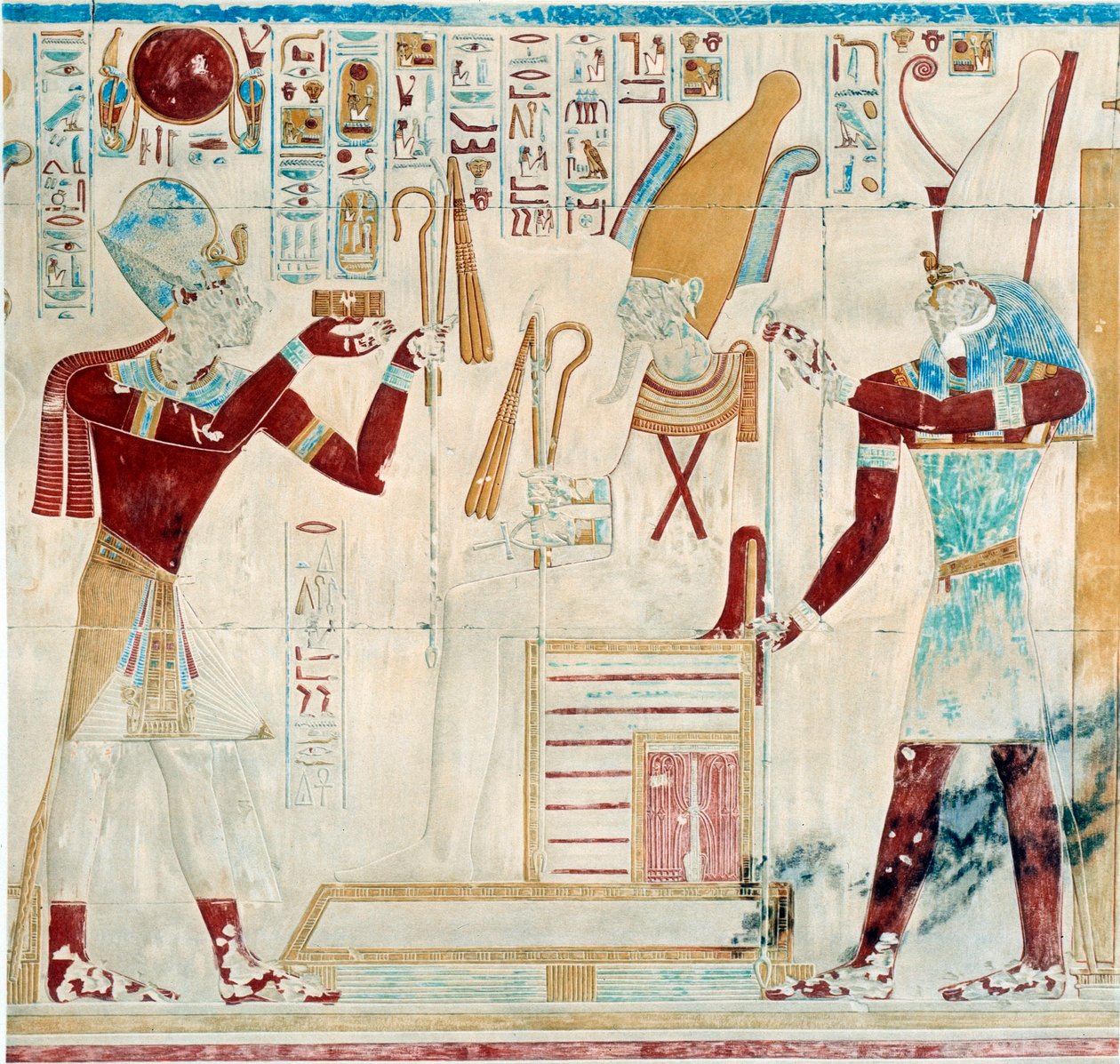 Arte Egípcia: Sethos oferece ornamentos a Osíris de Egyptian 19th Dynasty