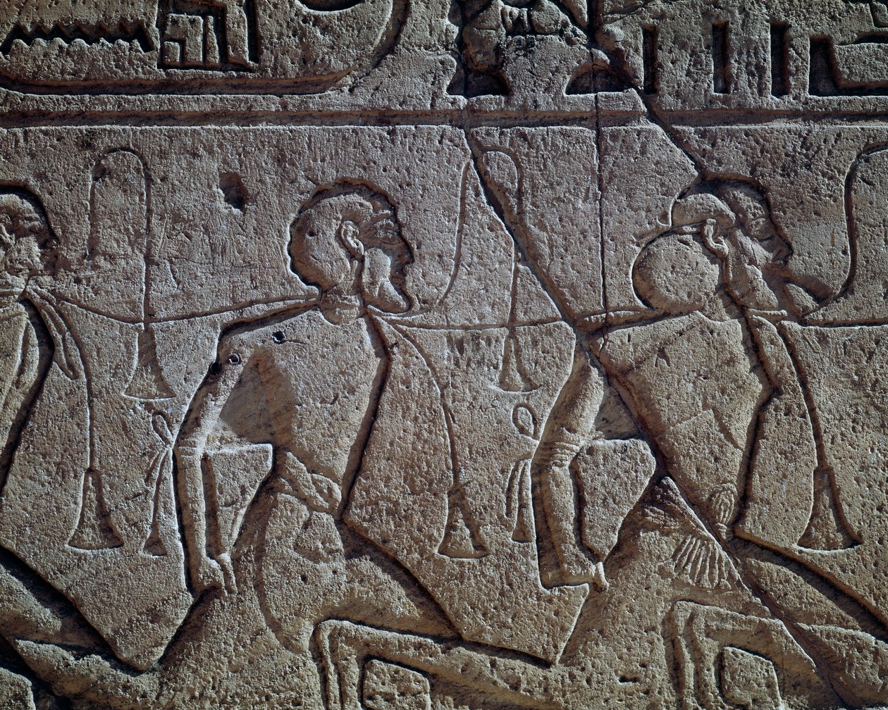 Prisioneiros assírios de Ramsés II, relevo, Templo Principal de Abu Simbel (Lista do Património Mundial da Unesco de Egyptian 19th Dynasty
