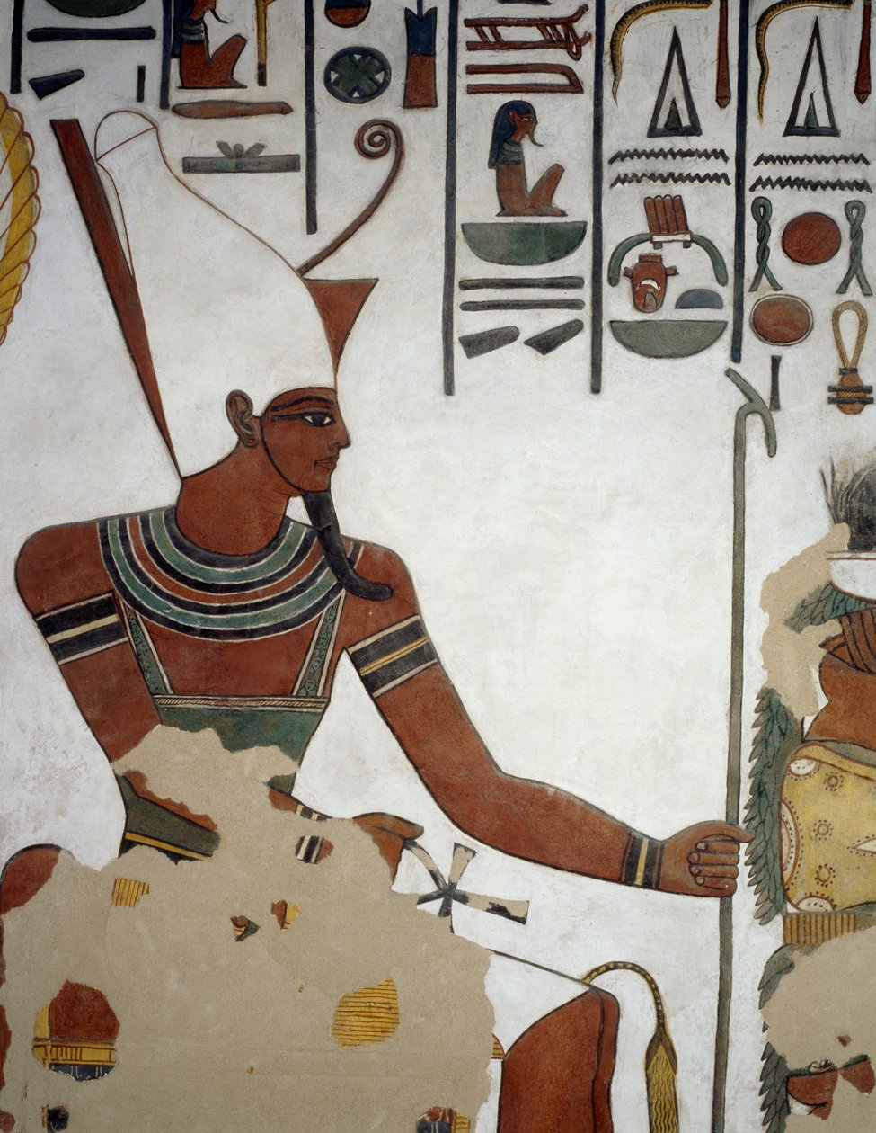 Atun, detalhe dos afrescos da segunda câmara do Túmulo de Nefertari, Vale das Rainhas, Luxor, Tebas (Lista do Património Mundial da Unesco de Egyptian 19th Dynasty