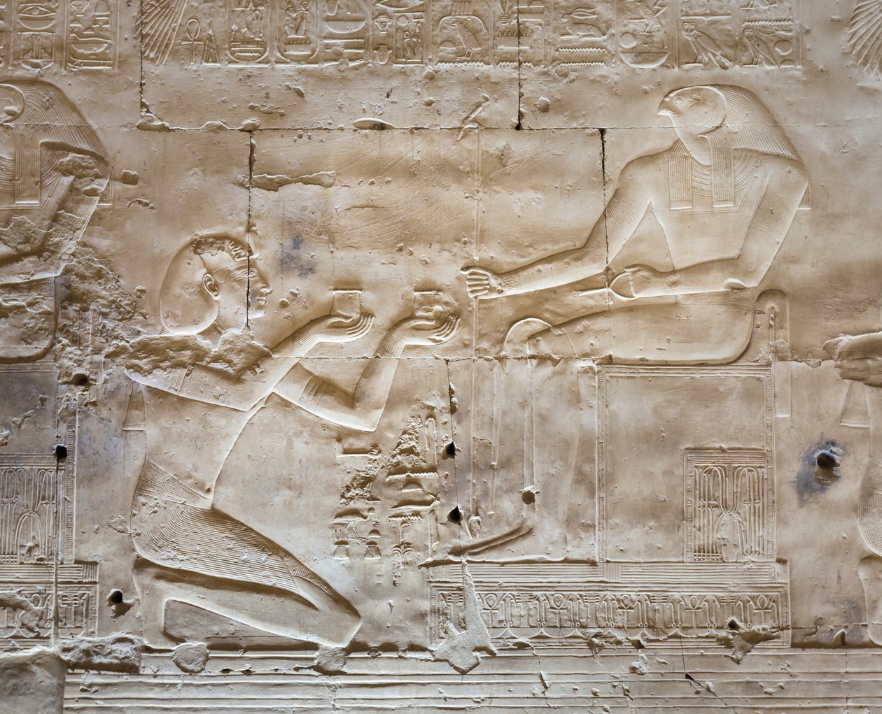 Basrelief, templo de Seti I, Abydos, Egipto de Egyptian 19th Dynasty
