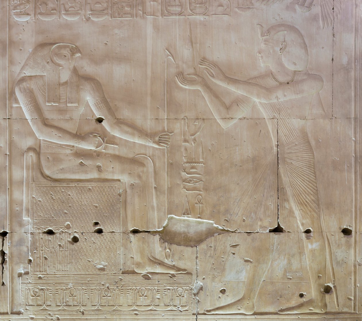 Basrelief, templo de Seti I, Abydos, Egipto de Egyptian 19th Dynasty