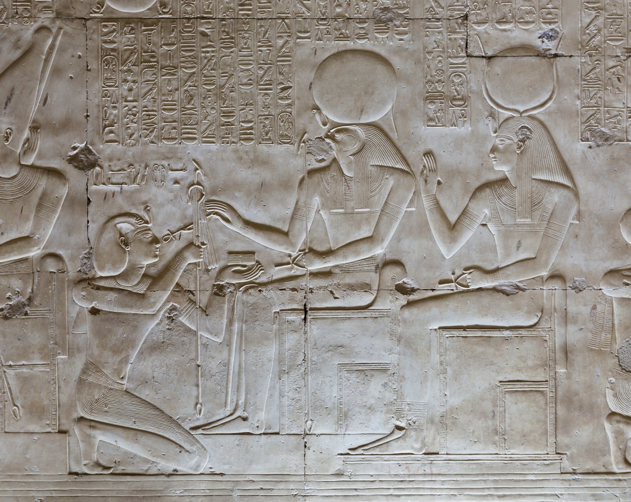Basrelief, templo de Seti I, Abydos, Egipto de Egyptian 19th Dynasty