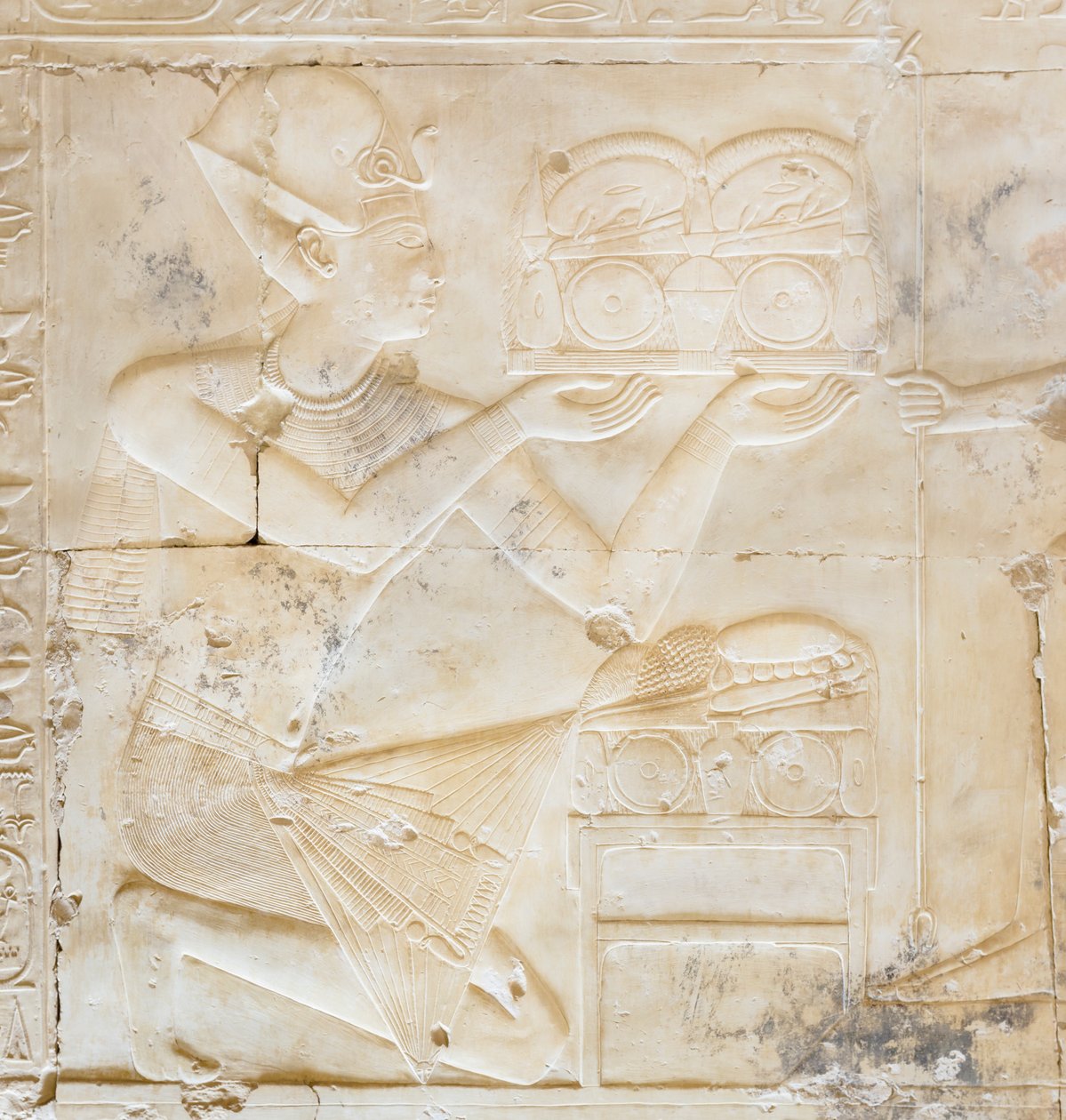 Basrelief, templo de Seti I, Abydos, Egipto de Egyptian 19th Dynasty