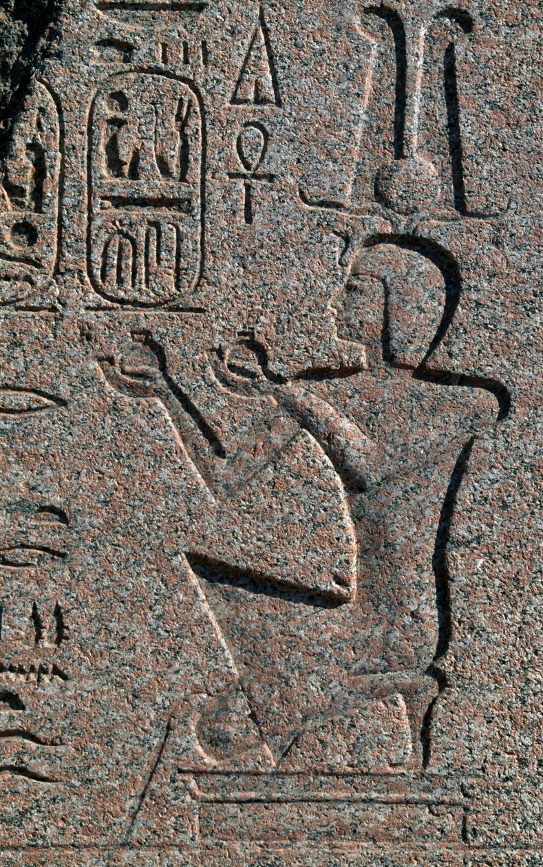 Bloco com relevos e inscrições de Ramsés II, Grande Templo de Amon, Tanis, Egipto, civilização egípcia, Novo Reino, Dinastia XIX de Egyptian 19th Dynasty