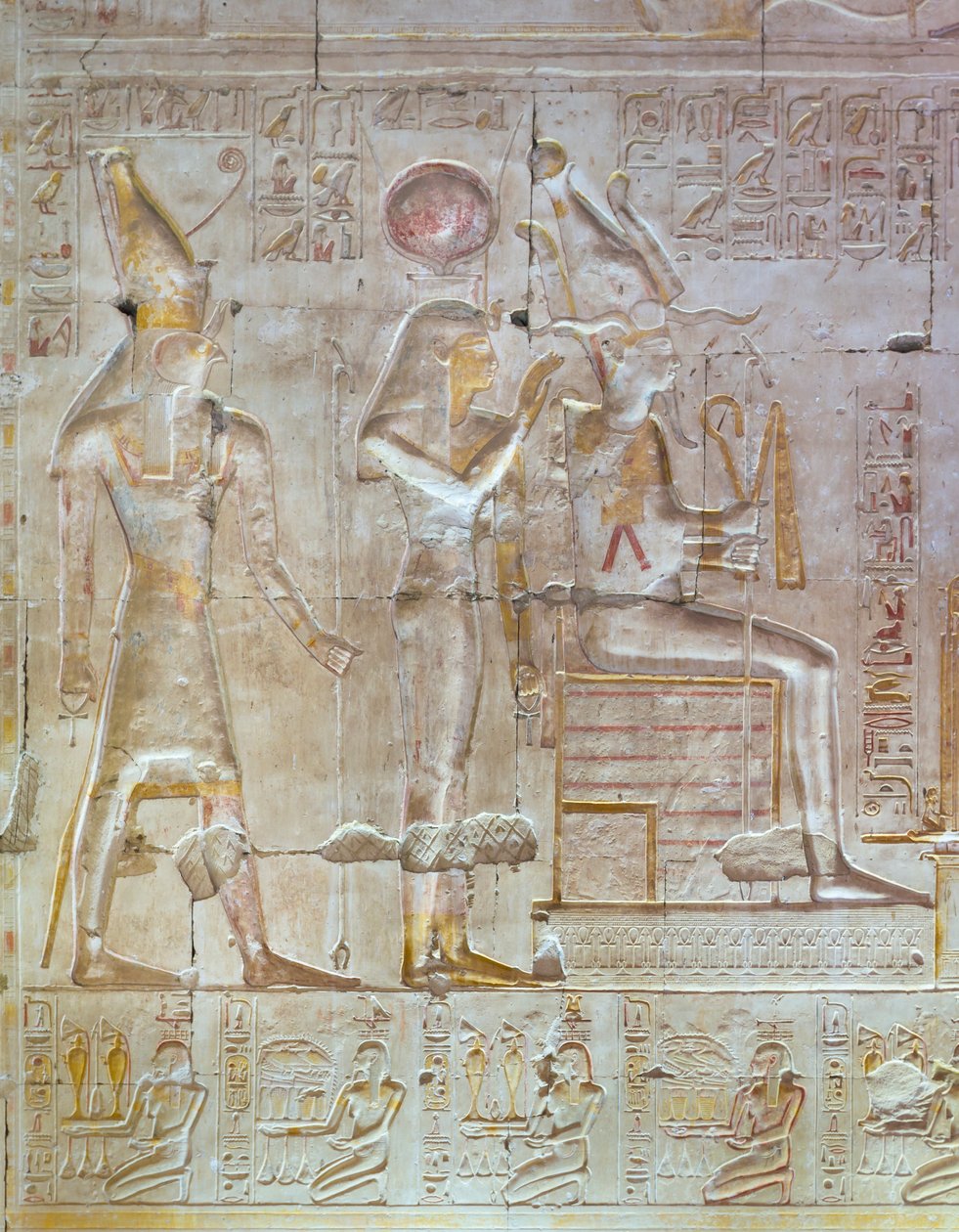 Relevo colorido, templo de Seti I, Abydos, Egipto de Egyptian 19th Dynasty
