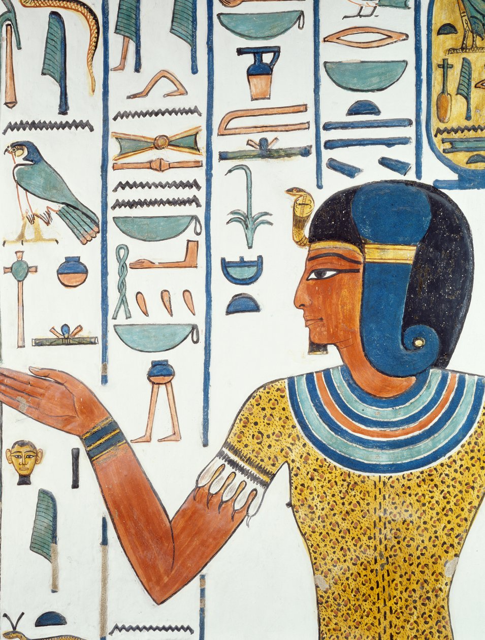 Coluna com Hornedjitef, detalhe dos afrescos na câmara funerária de Nefertari, Vale das Rainhas, Luxor, Tebas (Lista do Património Mundial da Unesco de Egyptian 19th Dynasty