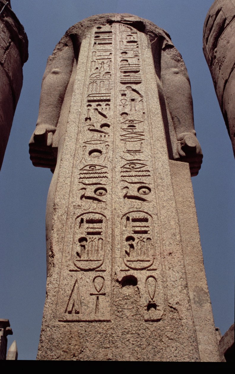 Coluna, com, braços, descrevendo, a, cartouche, de, ramesses ii, (1298-32, BC), novo, reino, c.1297-1185, bc de Egyptian 19th Dynasty
