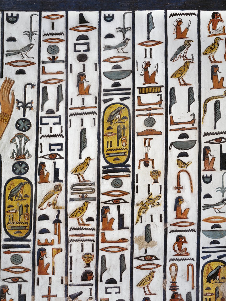 Egipto, Tebas, Luxor, Vale das Rainhas, Túmulo de Nefertari, pintura mural na câmara do enterro da 19ª dinastia de Egyptian 19th Dynasty