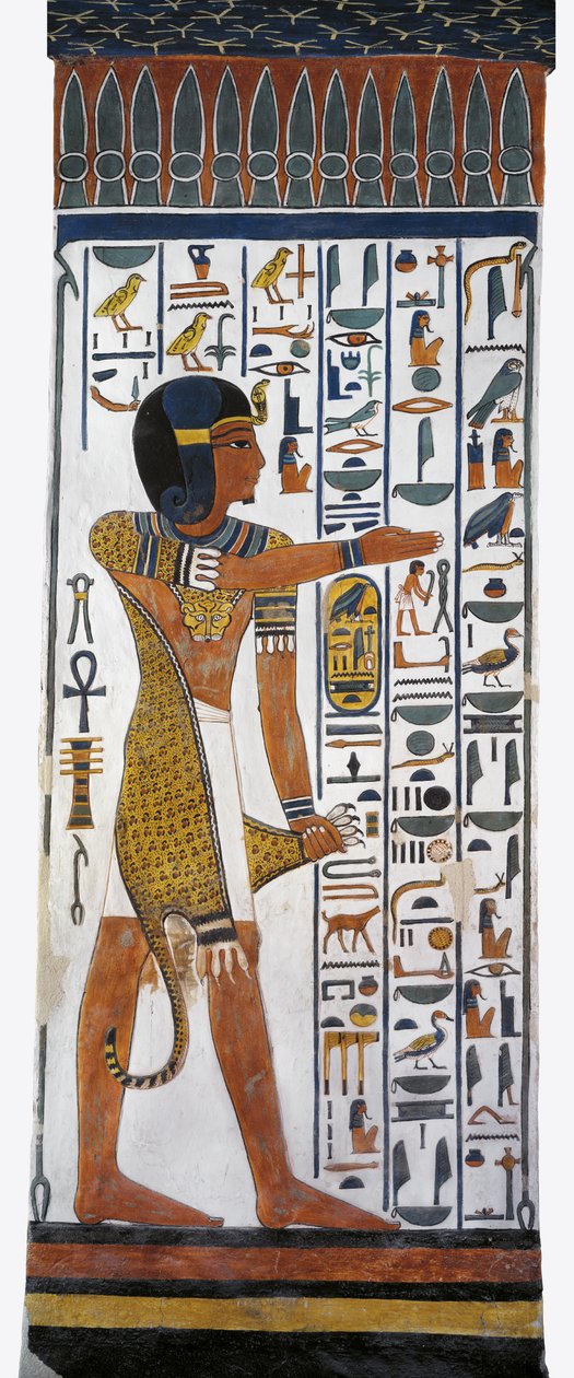 Egito, Tebas, Luxor, Vale das Rainhas, Túmulo de Nefertari, pintura mural do deus Horus na câmara do enterro da 19ª dinastia de Egyptian 19th Dynasty