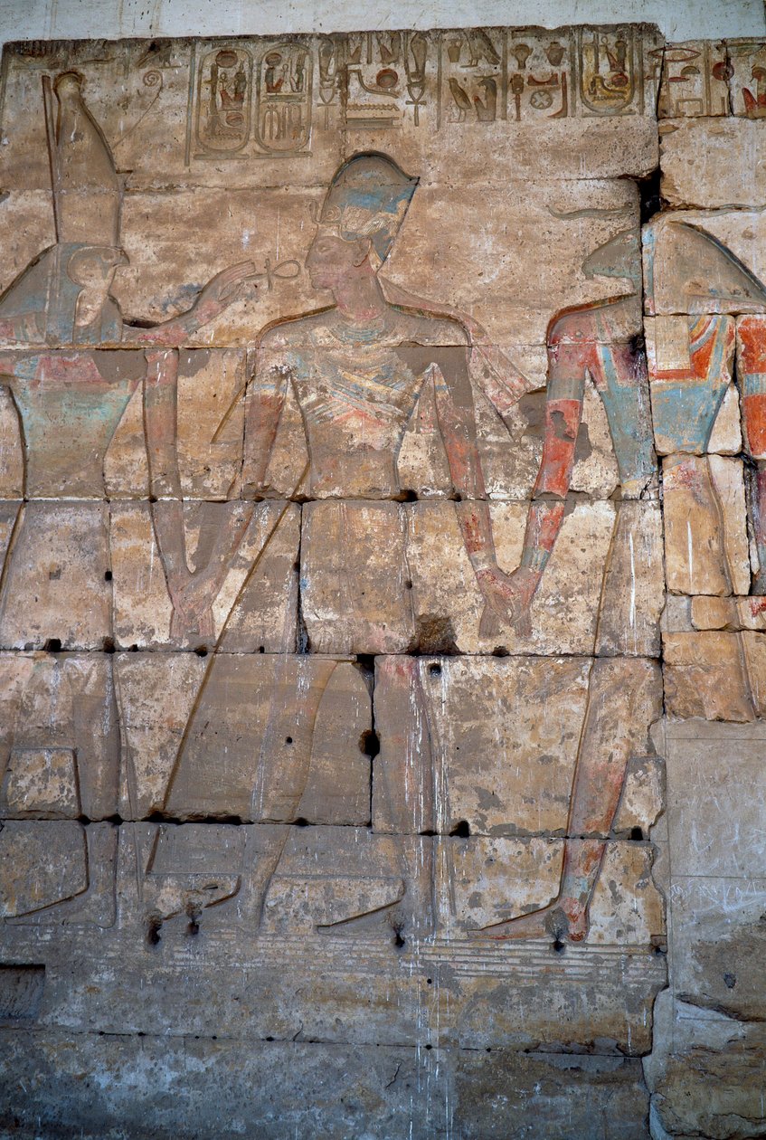 Antiquite egípcia: detalhe dos baixos relevos do templo de Sethi I em Abydos de Egyptian 19th Dynasty