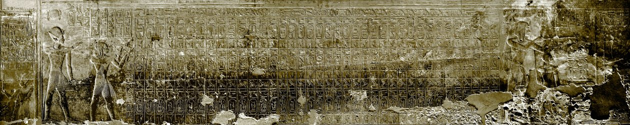 Antiquidade egípcia: lista de reis de Abydos. Templo de Sethi (Sety ou Seti) I (19ª Dinastia de Egyptian 19th Dynasty
