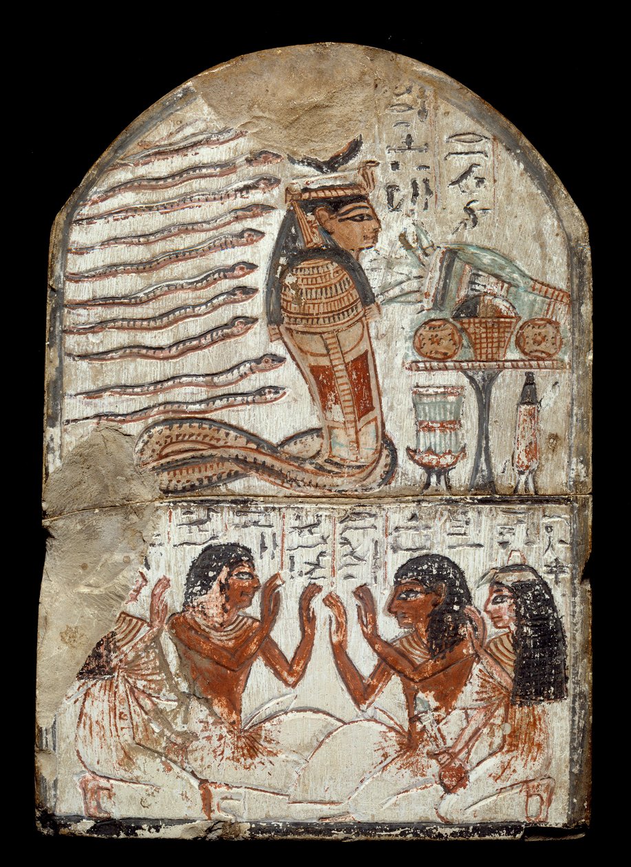 Antiquite egípcio: estela do escultor Ken, artesão em Deir el Medineh. Epoque Ramsés II (1290-1224 AC) Bordeaux, museu aquitânia de Egyptian 19th Dynasty