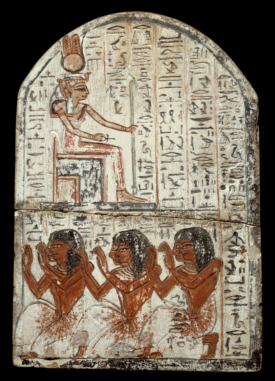 Antiquite egípcio: estela do escultor Ken, artesão em Deir el Medineh: representação da deusa Renenoutet (cobra alimentar). Epoque Ramsés II (1290-1224 a.C.) Bordeaux, museu aquitaine de Egyptian 19th Dynasty