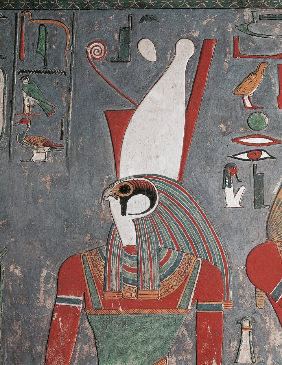 Horus com coroa dupla, Túmulo de Horemheb, Vale dos Reis, Louxor, Tebas Antigas (foto) de Egyptian 19th Dynasty