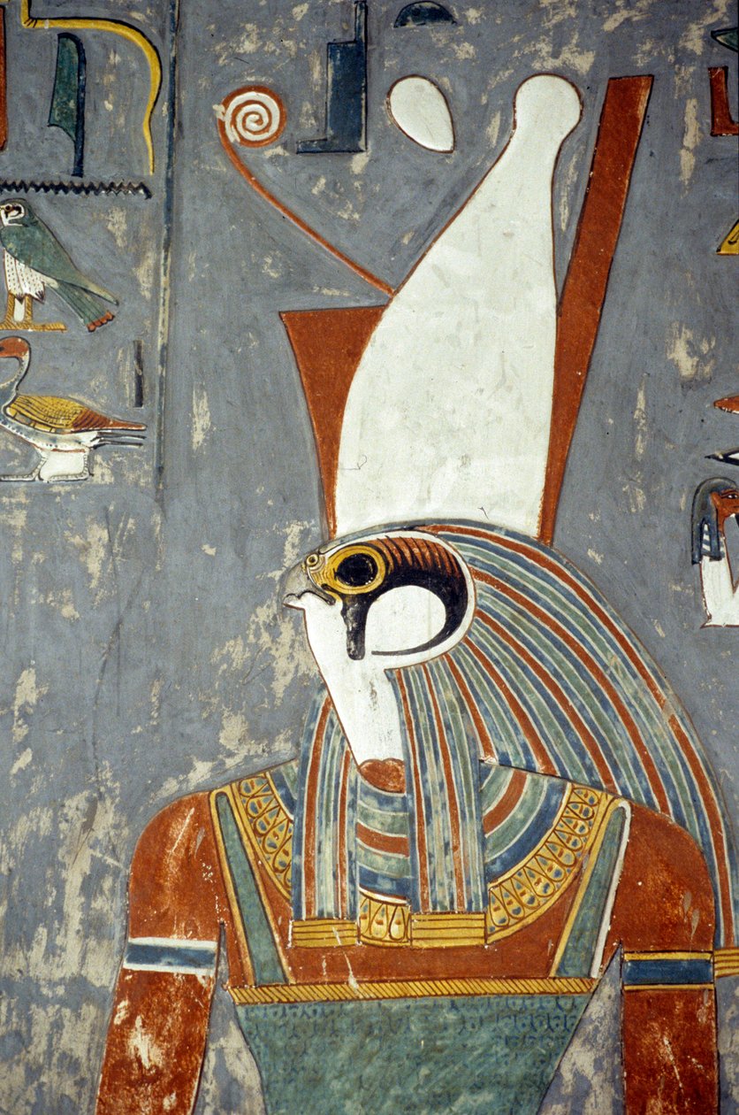 Horus com coroa dupla, Túmulo de Horemheb, Vale dos Reis, Louxor, Tebas Antigas (foto) de Egyptian 19th Dynasty