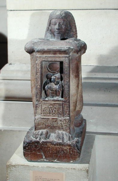 Estátua naofósica do escriba, Kha, com o deus Thoth no naos, Novo Reino, c.1279-1212 aC (quartzito) de Egyptian 19th Dynasty