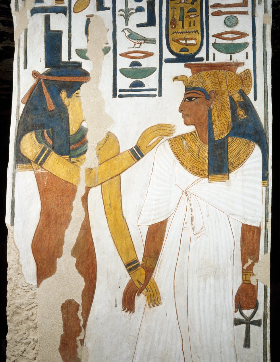 Nefertari, detalhe dos afrescos da segunda câmara do Túmulo de Nefertari, Vale das Rainhas, Luxor, Tebas (Lista do Património Mundial da Unesco de Egyptian 19th Dynasty