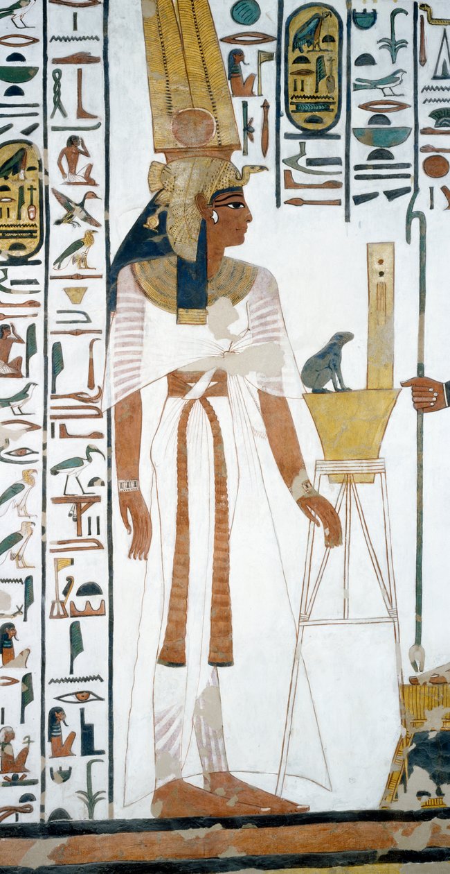 Nefertari, detalhe dos afrescos da segunda câmara do Túmulo de Nefertari, Vale das Rainhas, Luxor, Tebas (Lista do Património Mundial da Unesco de Egyptian 19th Dynasty