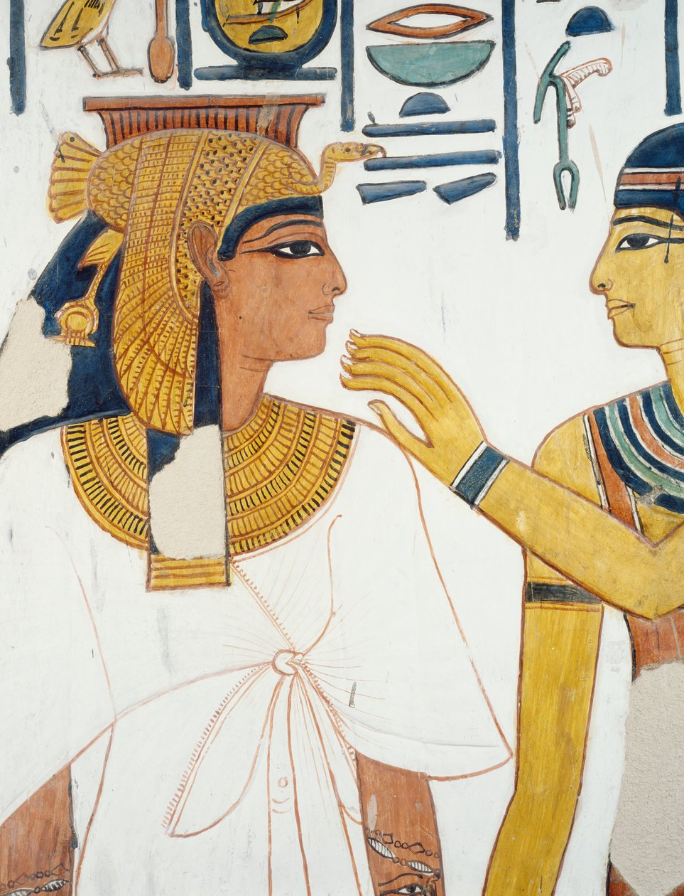 Nefertari encontra a deusa Isis, fresco, a fachada norte do quarto pilar, câmara funerária, Túmulo de Nefertari (QV66), Vale das Rainhas, Tebas (Lista do Património Mundial da Unesco) de Egyptian 19th Dynasty