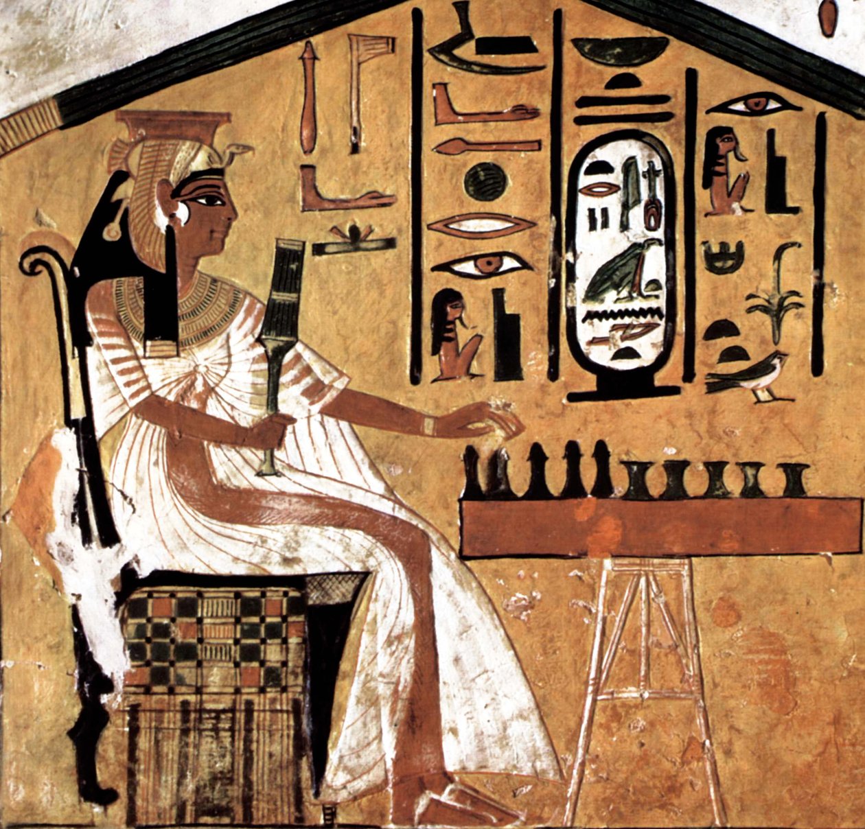 Nefertari a jogar Senet (papiro) de Egyptian 19th Dynasty