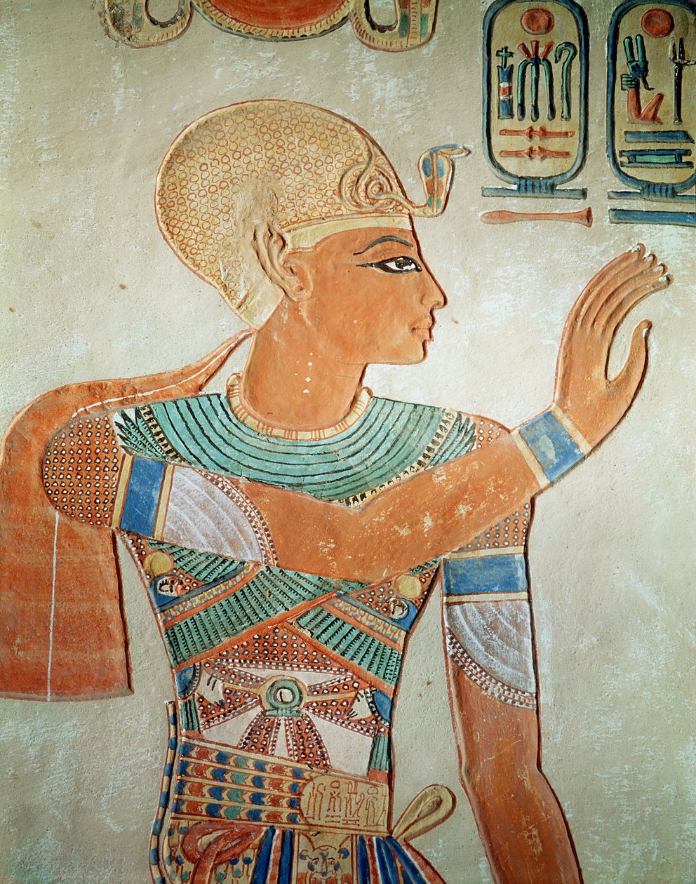 Retrato de Ramesses III (c.1184-1153 aC) do túmulo de Amen-Her-Khepshef, New Kingdom (pintura de parede) de Egyptian 19th Dynasty