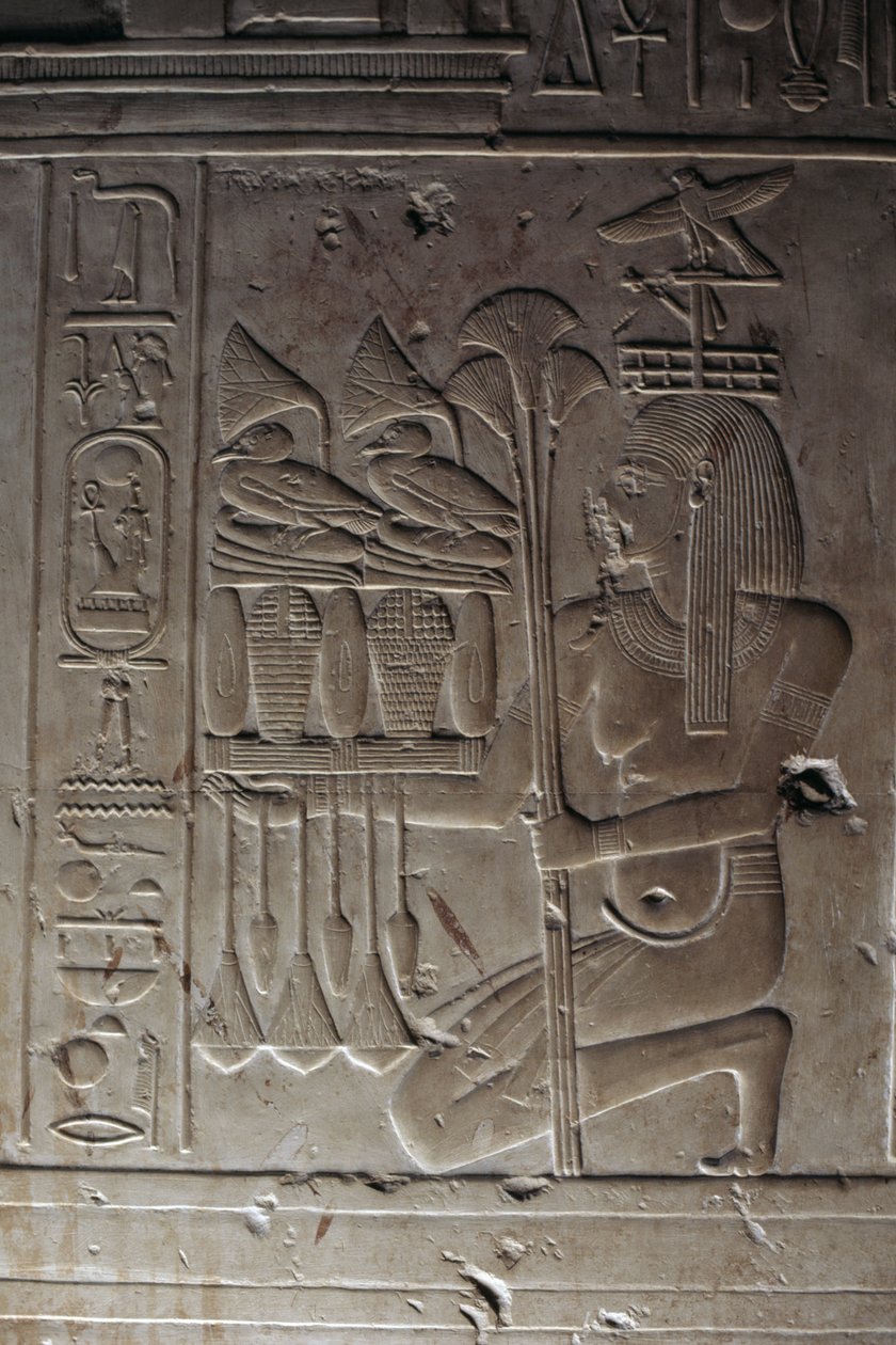 Relevo, Salão Hipostilo, Templo de Seti I de Egyptian 19th Dynasty
