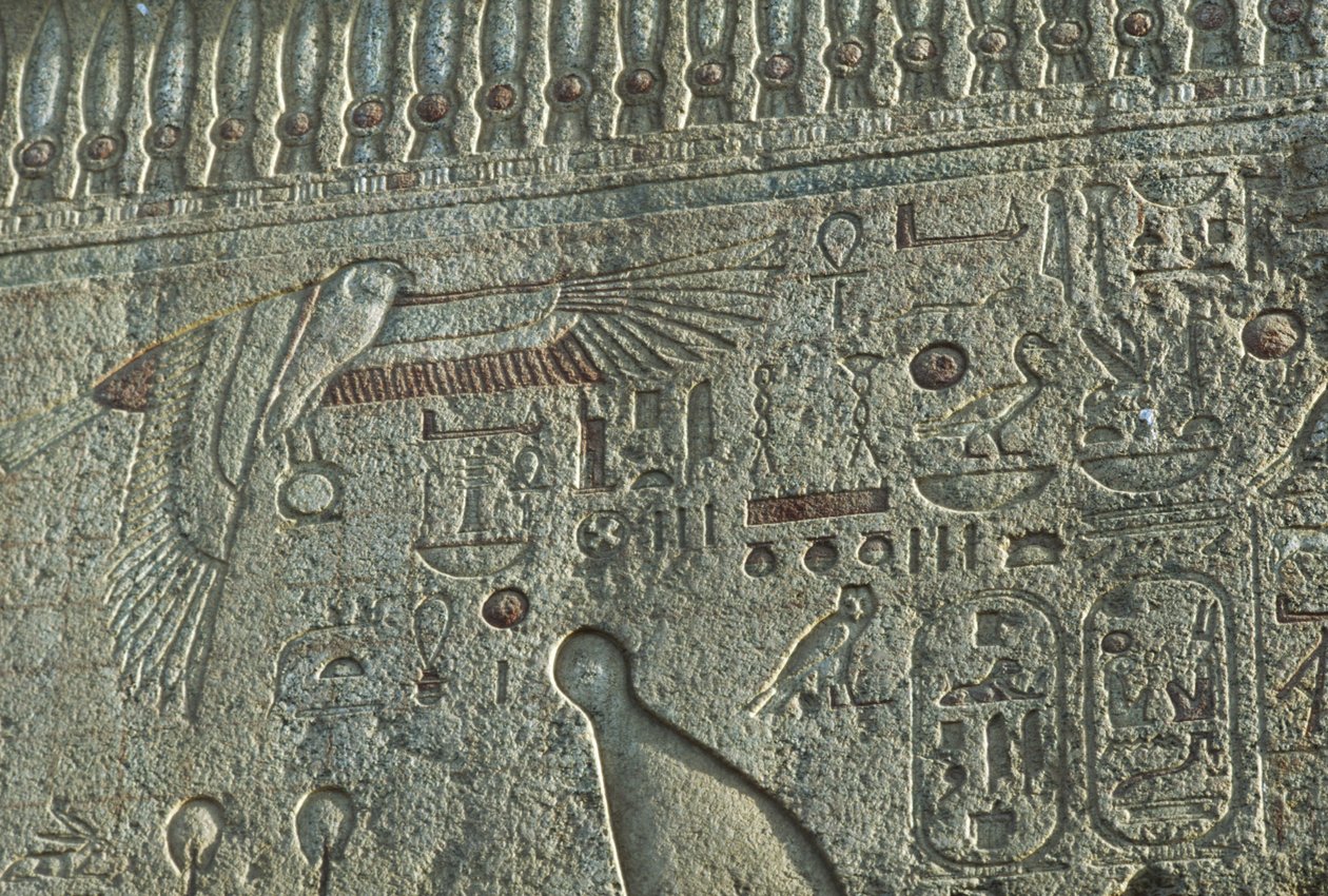 Relevo, Templo de Amon, Luxor, antiga Tebas (Lista do Património Mundial da UNESCO de Egyptian 19th Dynasty