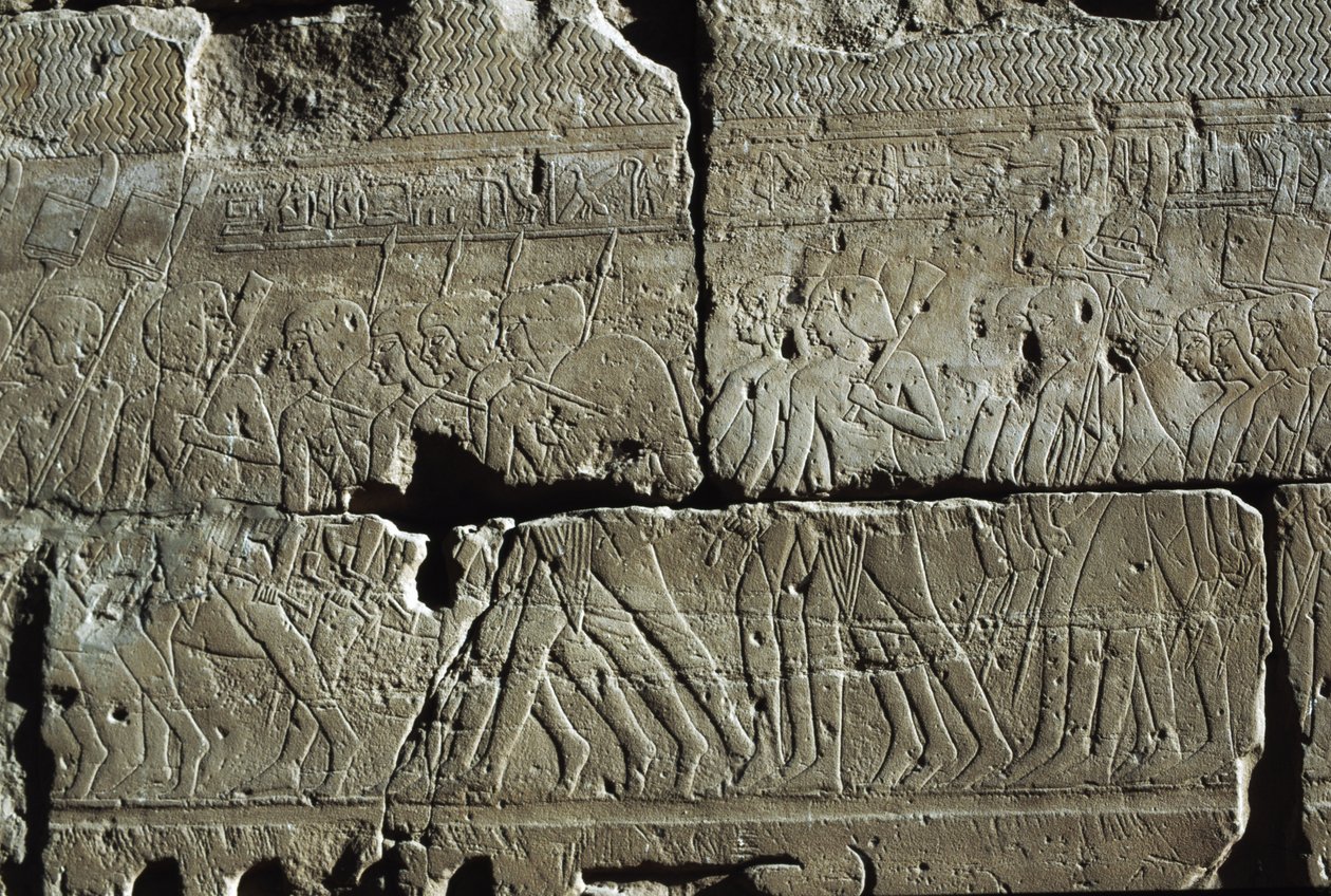 Relevo, Templo de Amon, Luxor, antiga Tebas (Lista do Património Mundial da UNESCO de Egyptian 19th Dynasty