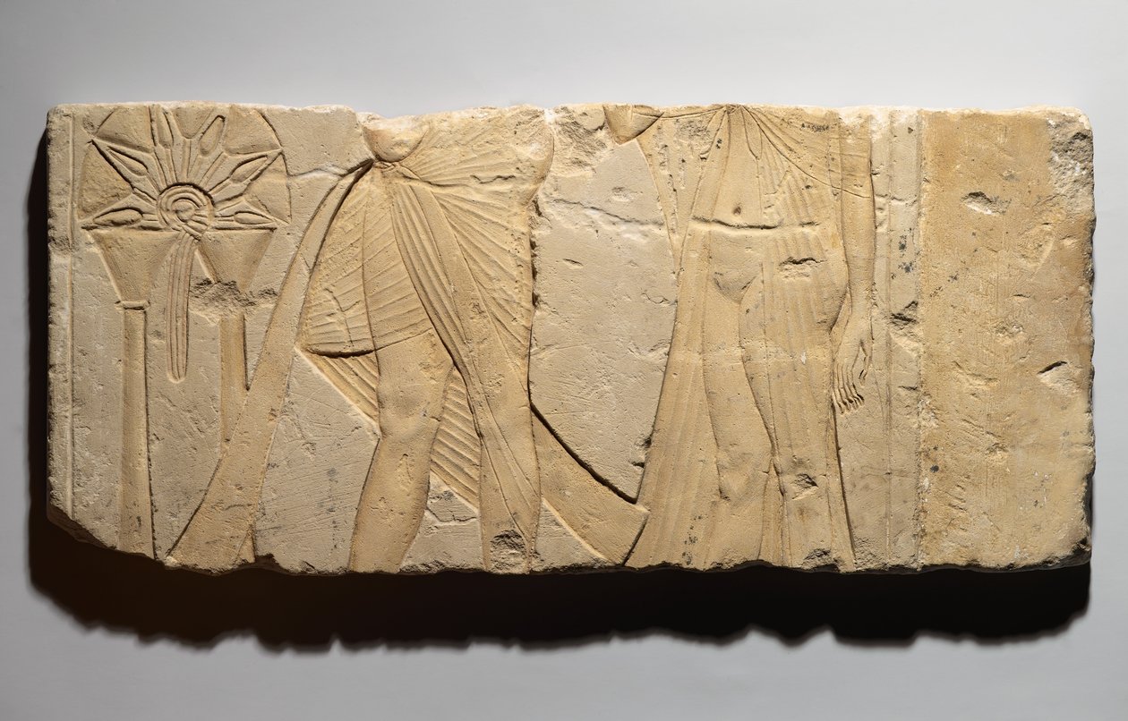 Relevo retratando uma cena de oferendas, de Tell el-Amarna, Novo Reino, c.1353-1336 aC (calcário) de Egyptian 19th Dynasty
