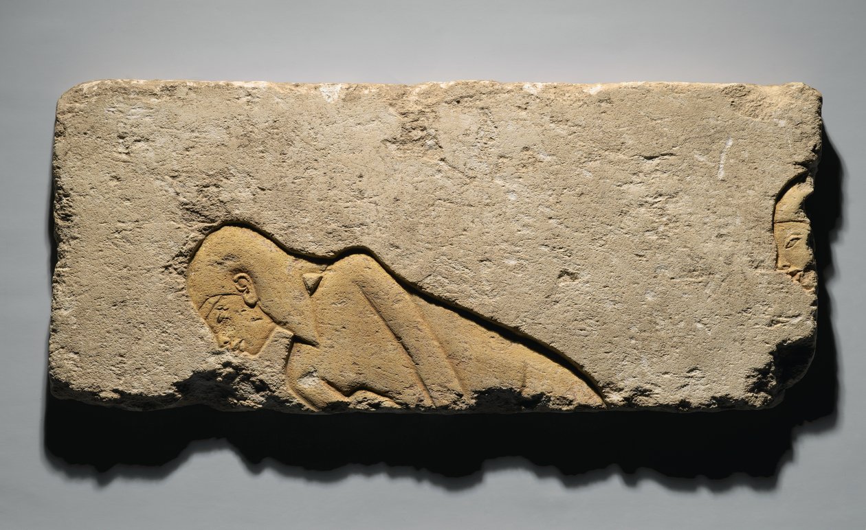 Relevo retratando dois homens se curvando, de Tell el-Amarna, Novo Reino, c.1352-1336 aC (calcário) de Egyptian 19th Dynasty