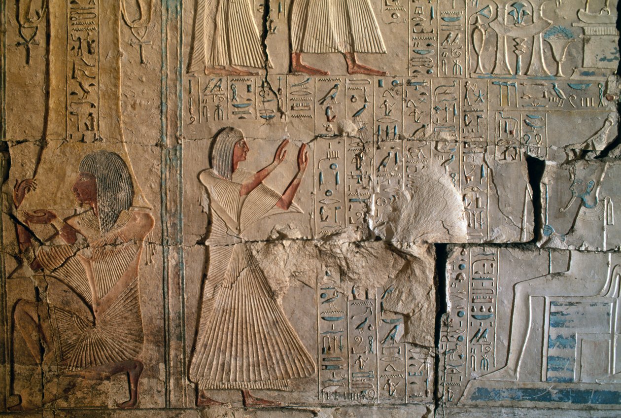 Relevo do túmulo de Netcherouymes, alto funcionário de Ramsés II, Saqqara, Civilização Egípcia, Novo Reino, Dinastia XIX de Egyptian 19th Dynasty