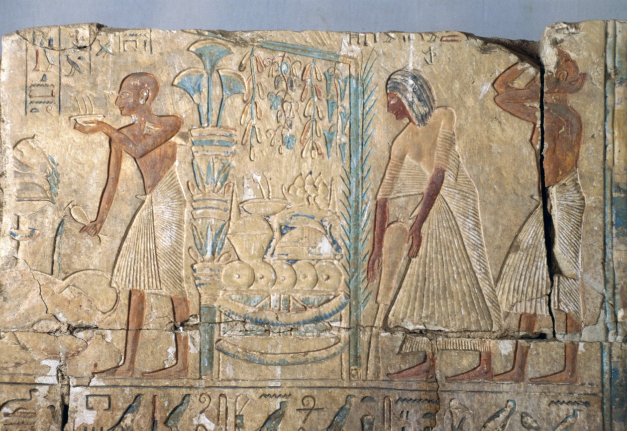 Relevo do túmulo de Netcherouymes, alto funcionário de Ramsés II, Saqqara, Egito, Civilização Egípcia, Novo Reino, Dinastia XIX de Egyptian 19th Dynasty