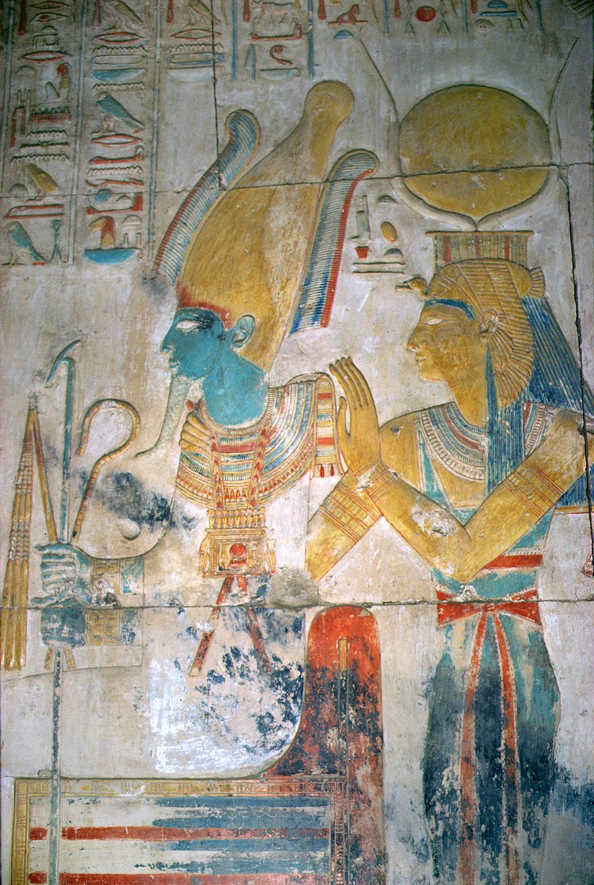 Alívio de Osiris e Isis, New Kingdom (pintura de parede) de Egyptian 19th Dynasty