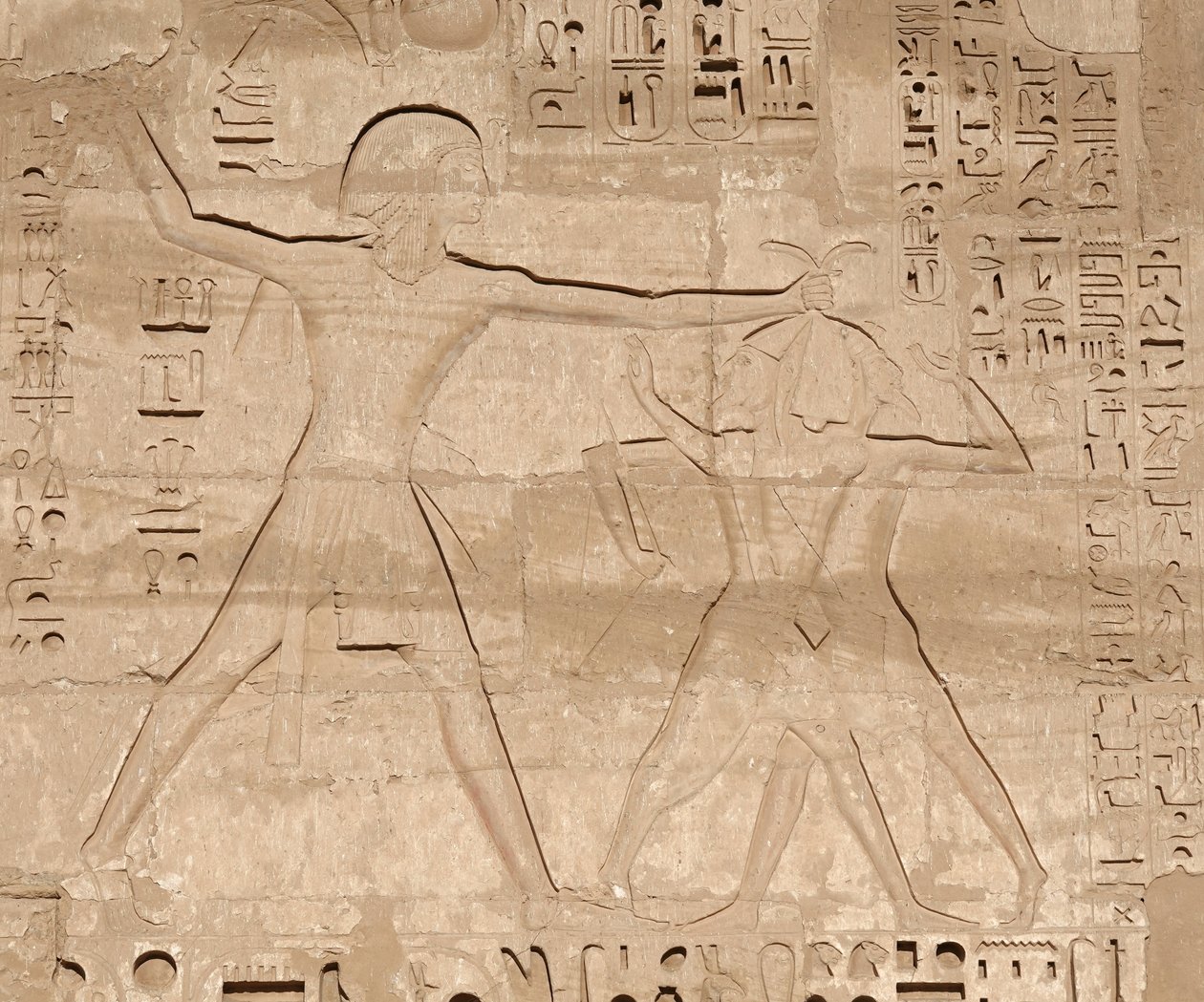 Cena do massacre dos inimigos, Templo de Hórus, Edfu de Egyptian 19th Dynasty