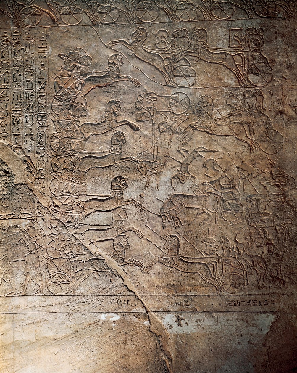 A batalha entre os egípcios e os hititas em Kadesh, relevo, Templo principal de Abu Simbel (Património Mundial da Unesco de Egyptian 19th Dynasty