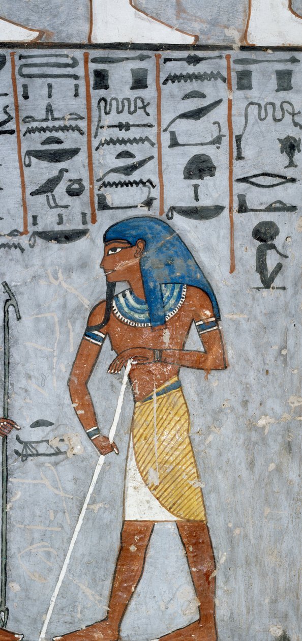 O deus Atum, fresco, câmara funerária, Túmulo de Ramesses I (KV16), Vale dos Reis, Tebas (Lista do Património Mundial da Unesco) de Egyptian 19th Dynasty