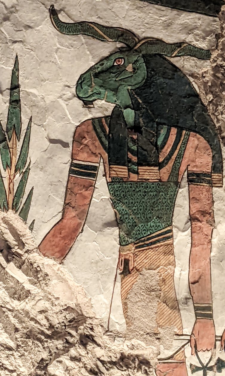 O mensageiro com a cabeça de um carneiro (pintura de parede) de Egyptian 19th Dynasty