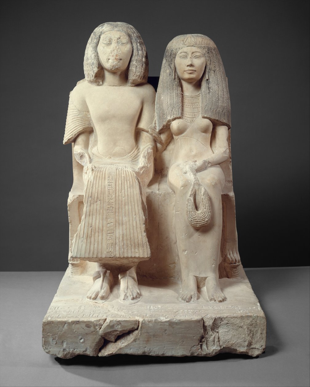 Yuny e sua esposa Renenutet, c.1280 aC (calcário pintado) de Egyptian 19th Dynasty
