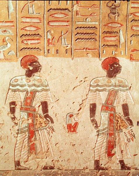 Nubians, do túmulo de Ramesses III (c.1184-1153 aC) New Kingdom de Egyptian 20th Dynasty
