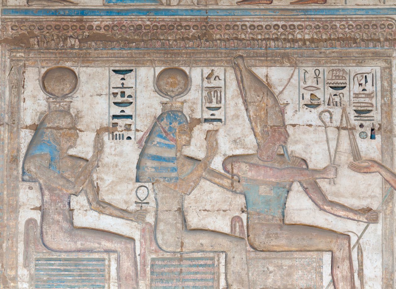 Imagem pintada em relevo na parede de Egyptian 20th Dynasty