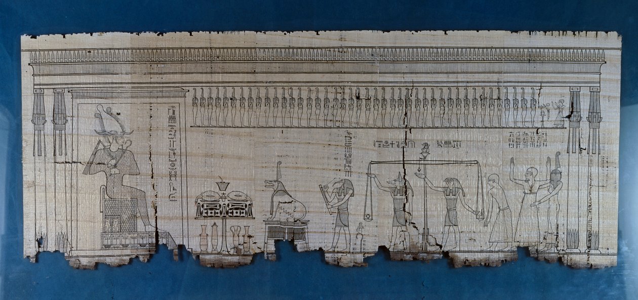 Papiro representando a cena satírica, ca. 1100 a.C., datada do reinado de Ramesses IX, Civilização Egípcia, Novo Reino, Dinastia XX de Egyptian 20th Dynasty